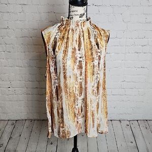 Worthington Gold and White Patterned Blouse
